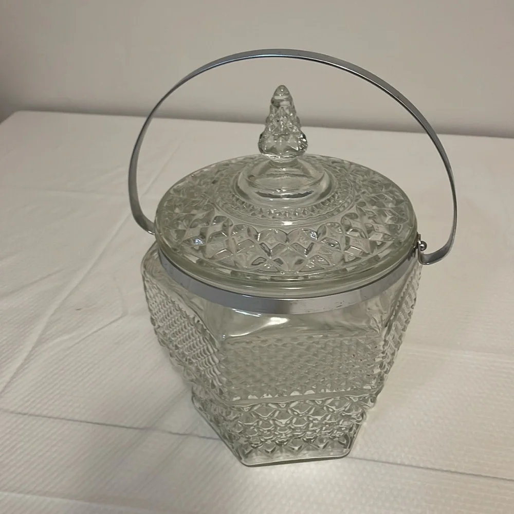 Vintage Anchor Hocking Ice Bucket with Lid